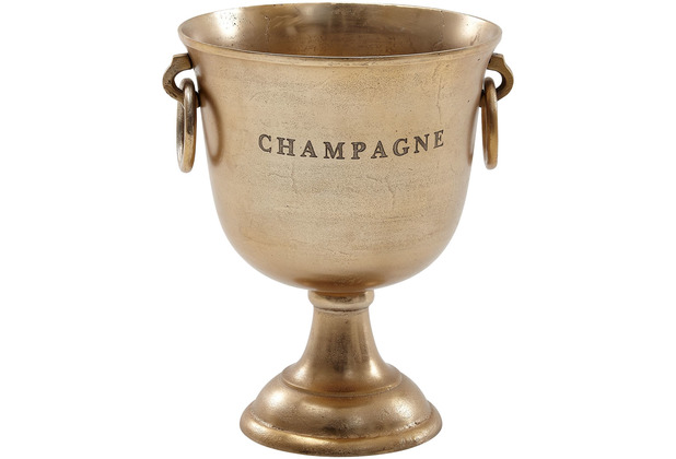 Wohnling Champagnerkühler Gold 28,5x37,5x28,5 cm Aluminium Massiv Sektkühler Groß, Flaschenkühler Getränkekühler Tisch, Kühler für Champagner - Wein - Sekt