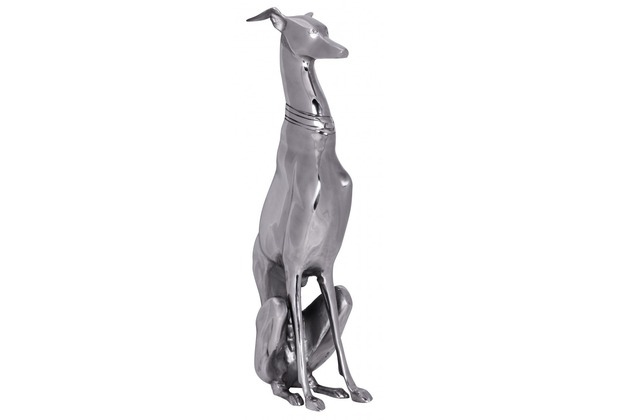 Wohnling Dekoration Design Dog aus Aluminium silbern Windhund Skulptur Hundestatue