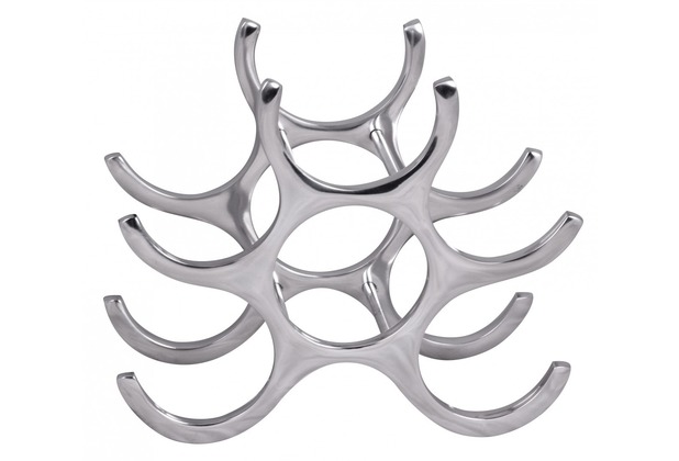 Wohnling Weinregal Design 24 cm für 6 Flaschen Aluminium Silber