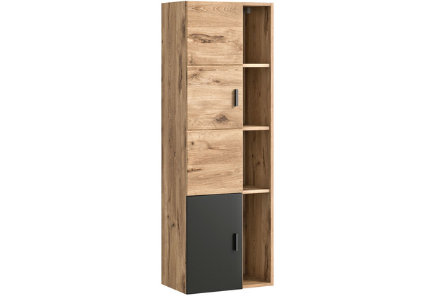 xonox.home Grado Midischrank (B/H/T: 48x144x35 cm) in Nox Oak Nachbildung und Nox Oak tiefzieh