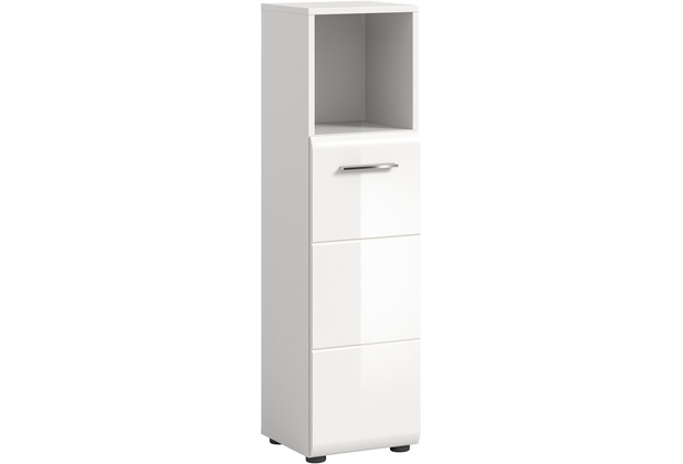 xonox.home Ice Standschrank hoch (B/H/T: 30x110x30 cm) in wei Nachbildung und wei Hochglanz tiefzieh