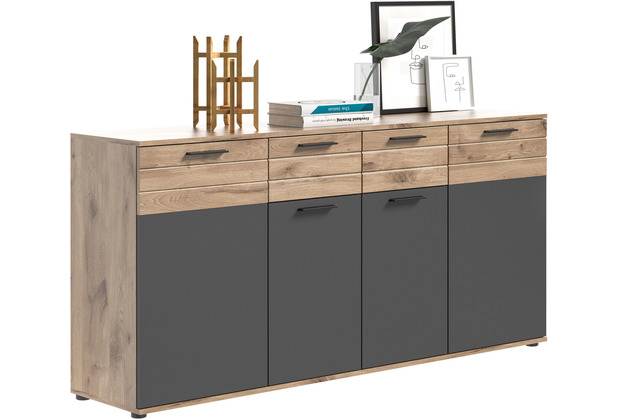 xonox.home Mason Kommode (B/H/T: 180x87x40 cm) in Nox Oak Nachbildung und Basalt grau Nachbildung