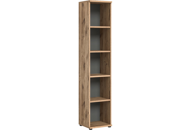 xonox.home Mason Stauraumshelf (B/H/T: 40x199x37 cm) in Nox Oak Nachbildung und Basalt grau Nachbildung