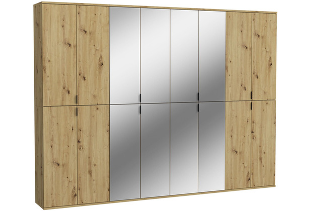xonox.home Projekt X Garderobenkombination (B/H/T: 244x193x34 cm) in Artisan Eiche Nachbildung und Artisan Eiche Nachbildung / Spiegelglas