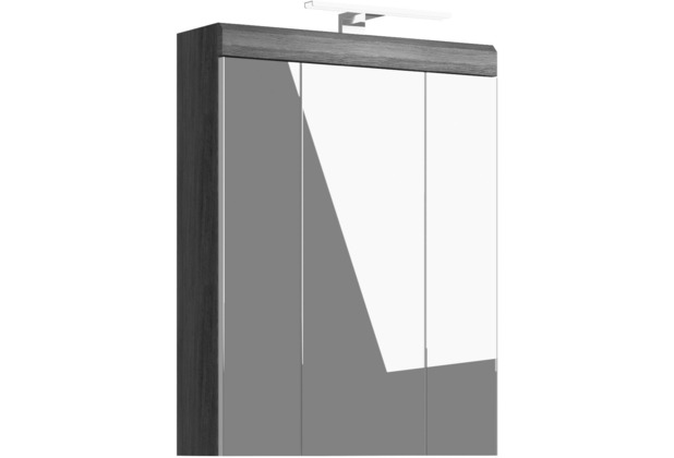 xonox.home Scout Spiegelschrank inkl. Beleuchtung (B/H/T: 60x191x18 cm) in Rauchsilber Nachbildung und wei Hochglanz tiefzieh