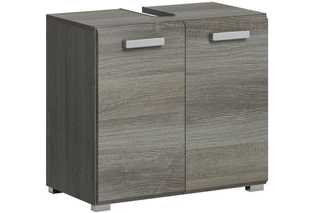 xonox.home Silver Waschbeckenunterschrank stehend (B/H/T: 60x55x37 cm) in Rauchsilber Nachbildung und Rauchsilber Nachbildung